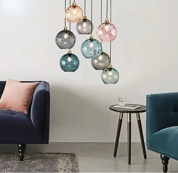 Glass Globe Wrought Iron Pendant Lamp (Warm & Cool Light)