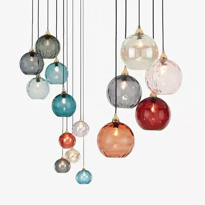 Glass Globe Wrought Iron Pendant Lamp (Warm & Cool Light)