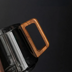 Glass Mug Double-Wall Borosilicate Wooden Handle 300ml