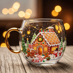 Glass Mug Hand-Painted Mouth-Blown Ergonomic Handle