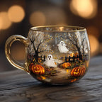 Glass Mug Hand-Painted Mouth-Blown Ergonomic Handle