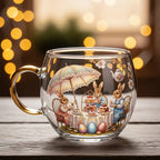 Glass Mug Hand-Painted Mouth-Blown Ergonomic Handle
