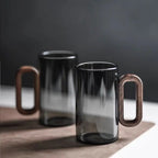 Glass Mug Heat-Resistant Borosilicate Wooden Handle 350ml