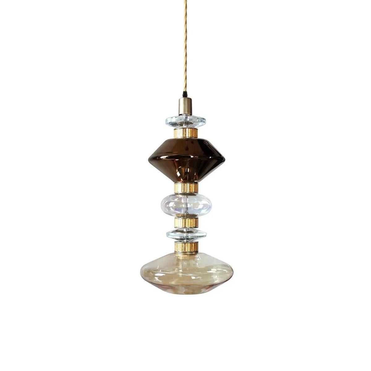 Glass Pendant Lamp Dimmable LED Adjustable Height Copper Finish