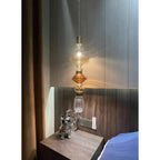 Glass Pendant Lamp Dimmable LED Adjustable Height Copper Finish