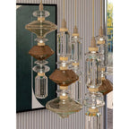 Glass Pendant Lamp Dimmable LED Adjustable Height Copper Finish