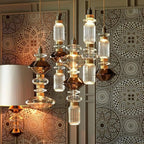 Glass Pendant Lamp Dimmable LED Adjustable Height Copper Finish