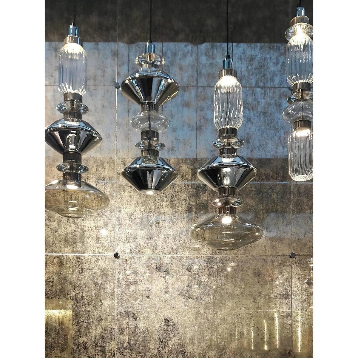 Glass Pendant Lamp Dimmable LED Adjustable Height Copper Finish