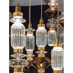 Glass Pendant Lamp Dimmable LED Adjustable Height Copper Finish