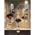 Glass Pendant Lamp Dimmable LED Adjustable Height Copper Finish