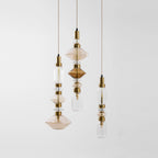 Glass Pendant Lamp Dimmable LED Adjustable Height Copper Finish