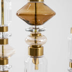 Glass Pendant Lamp Dimmable LED Adjustable Height Copper Finish
