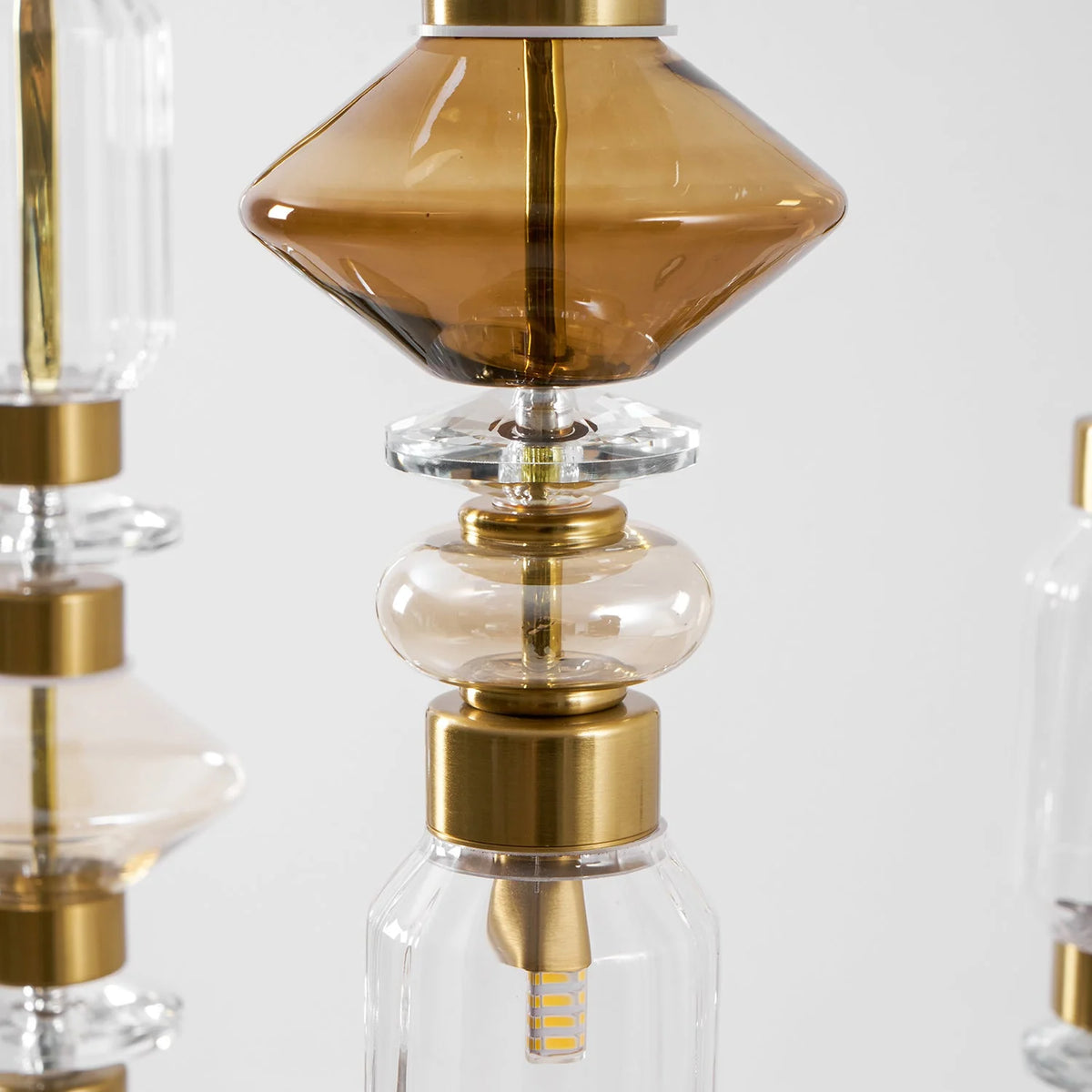 Glass Pendant Lamp Dimmable LED Adjustable Height Copper Finish