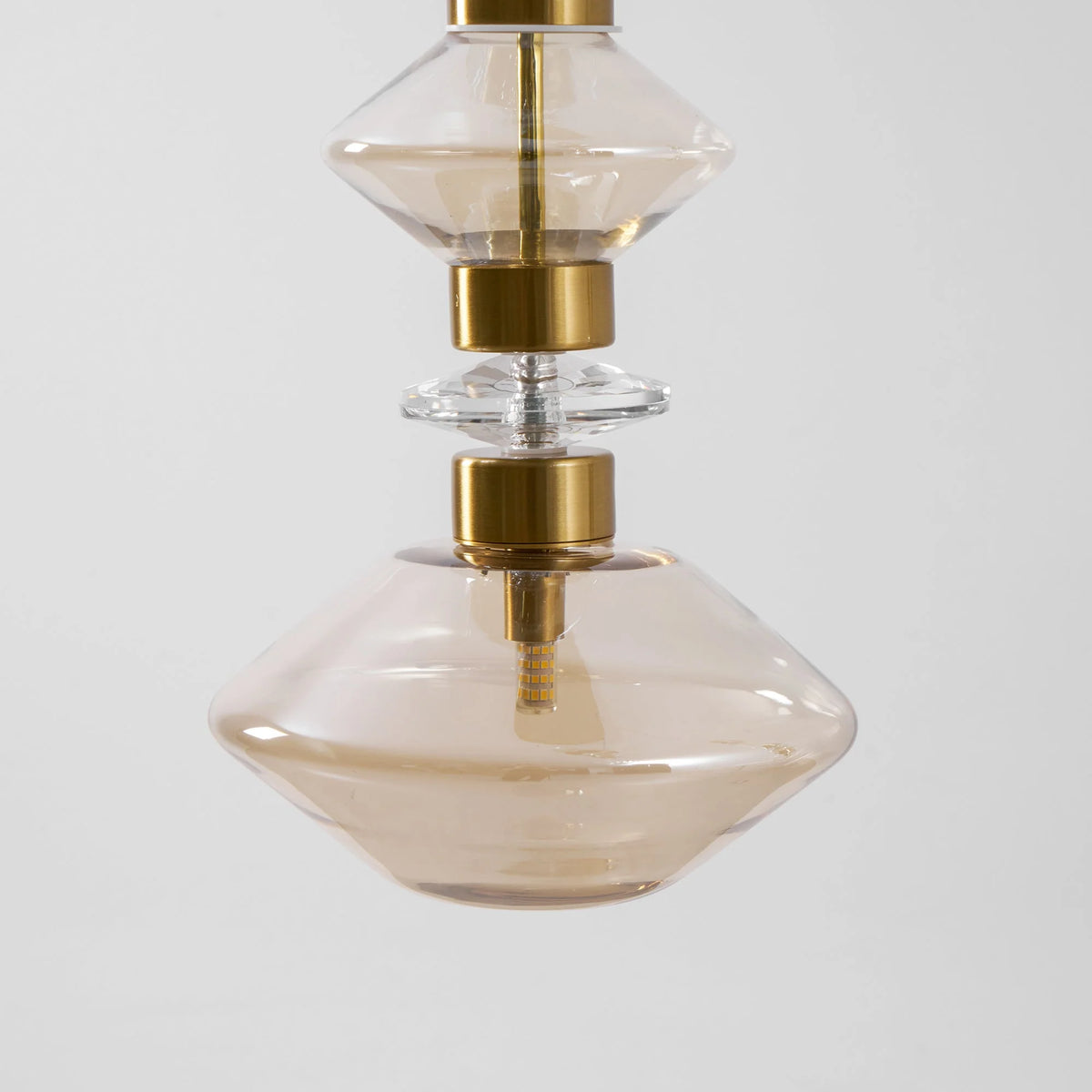 Glass Pendant Lamp Dimmable LED Adjustable Height Copper Finish