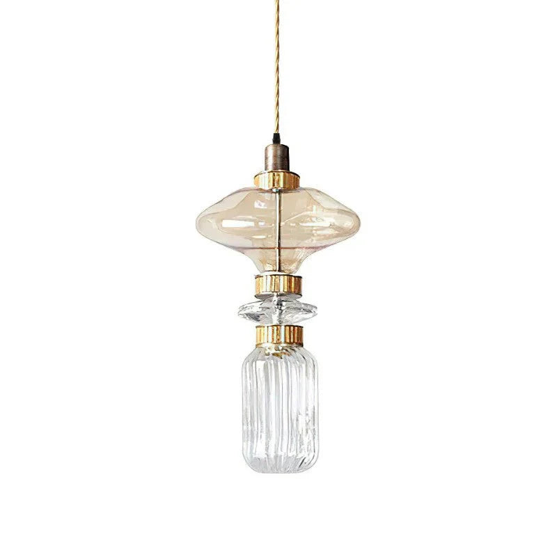 Glass Pendant Lamp Dimmable LED Adjustable Height Copper Finish