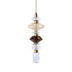Glass Pendant Lamp Dimmable LED Adjustable Height Copper Finish