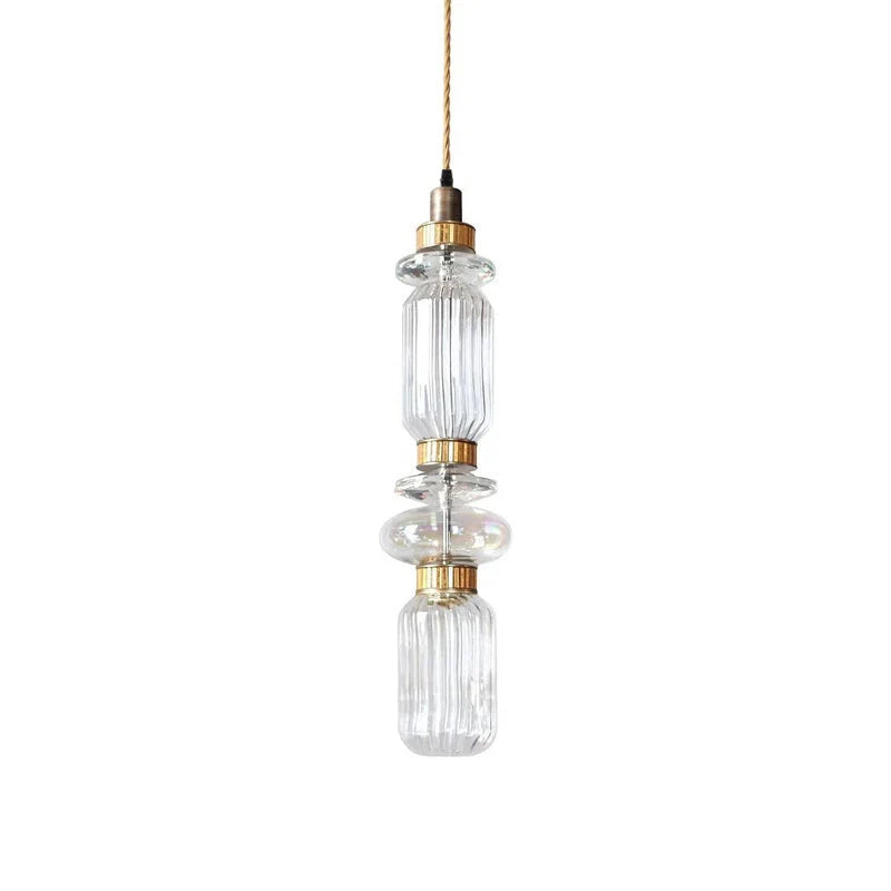 Glass Pendant Lamp Dimmable LED Adjustable Height Copper Finish