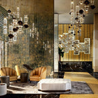 Glass Pendant Lamp Dimmable LED Adjustable Height Copper Finish