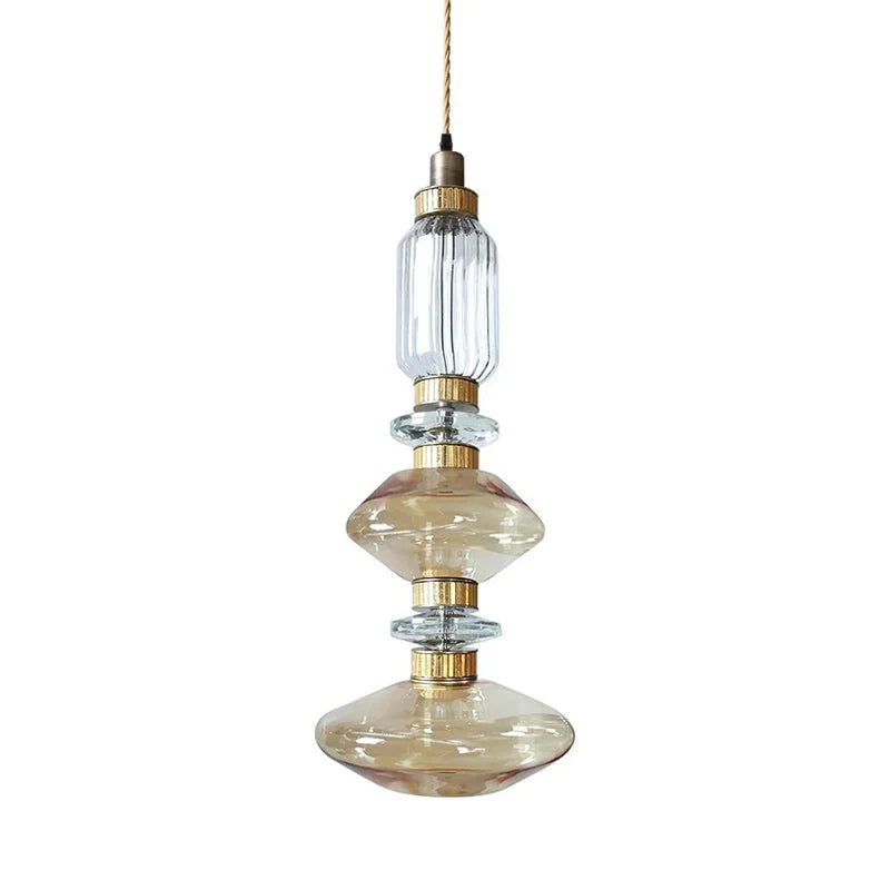 Glass Pendant Lamp Dimmable LED Adjustable Height Copper Finish