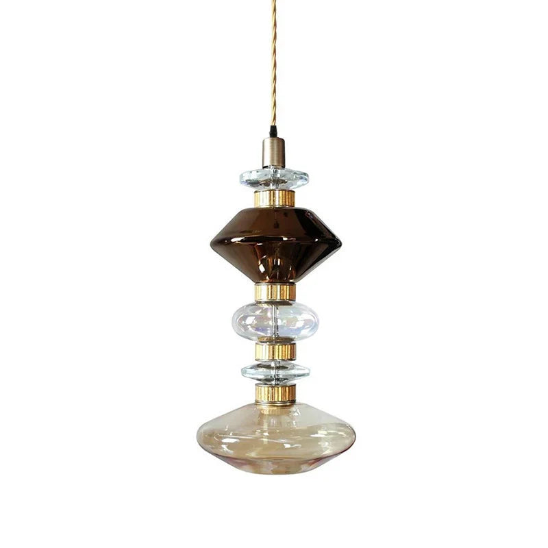 Glass Pendant Lamp Dimmable LED Adjustable Height Copper Finish