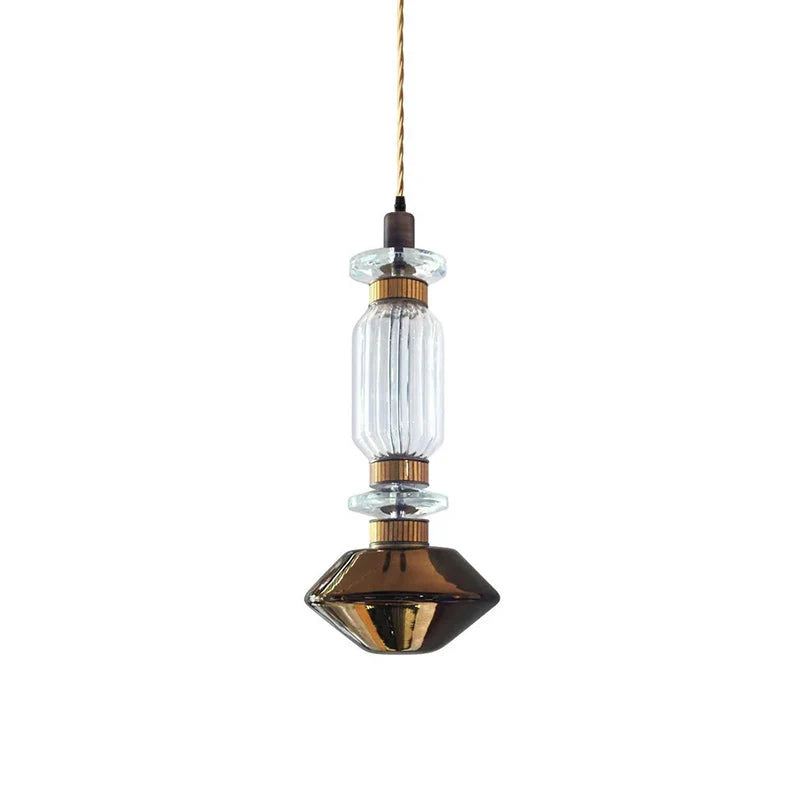 Glass Pendant Lamp Dimmable LED Adjustable Height Copper Finish