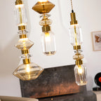 Glass Pendant Lamp Dimmable LED Adjustable Height Copper Finish