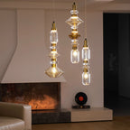 Glass Pendant Lamp Dimmable LED Adjustable Height Copper Finish
