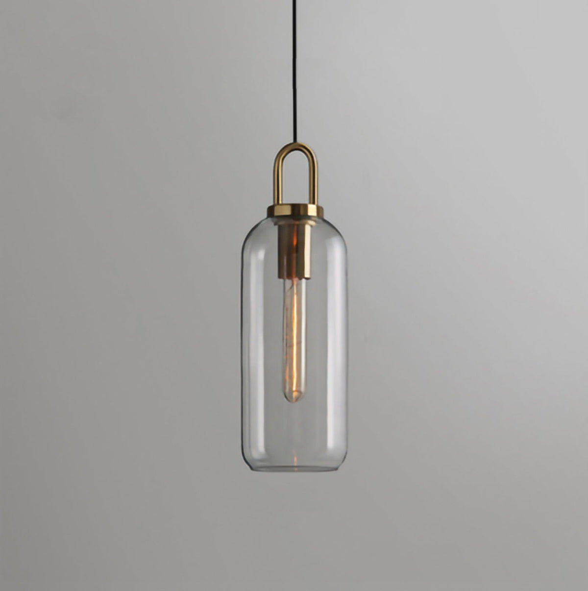 Glass Pendant Light Adjustable Height Textured Metal Finish