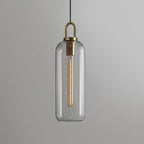 Glass Pendant Light Adjustable Height Textured Metal Finish