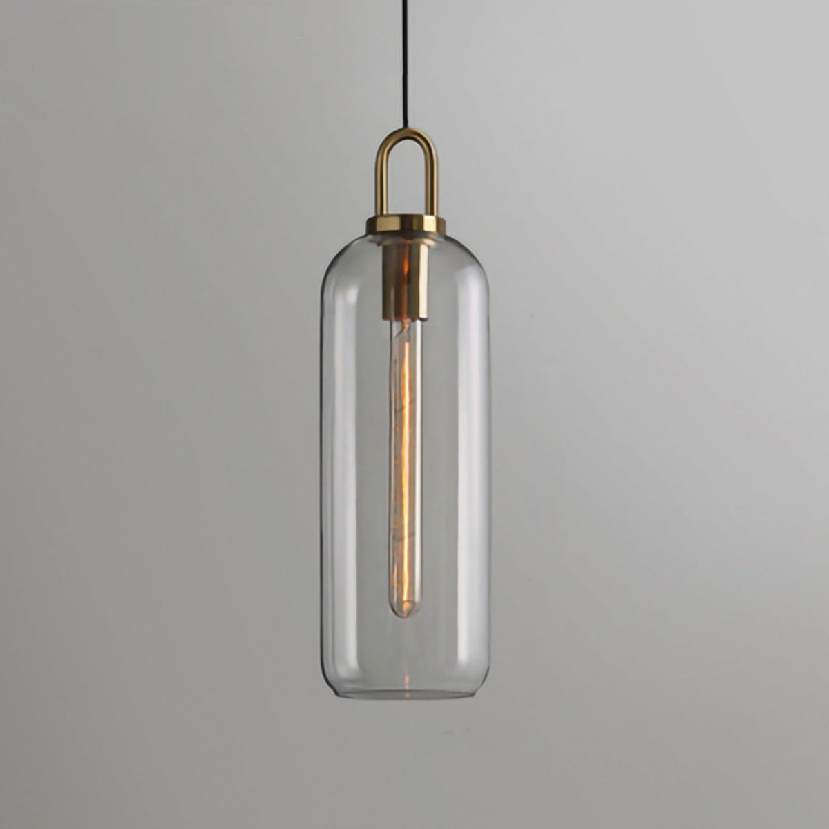 Glass Pendant Light Adjustable Height Textured Metal Finish