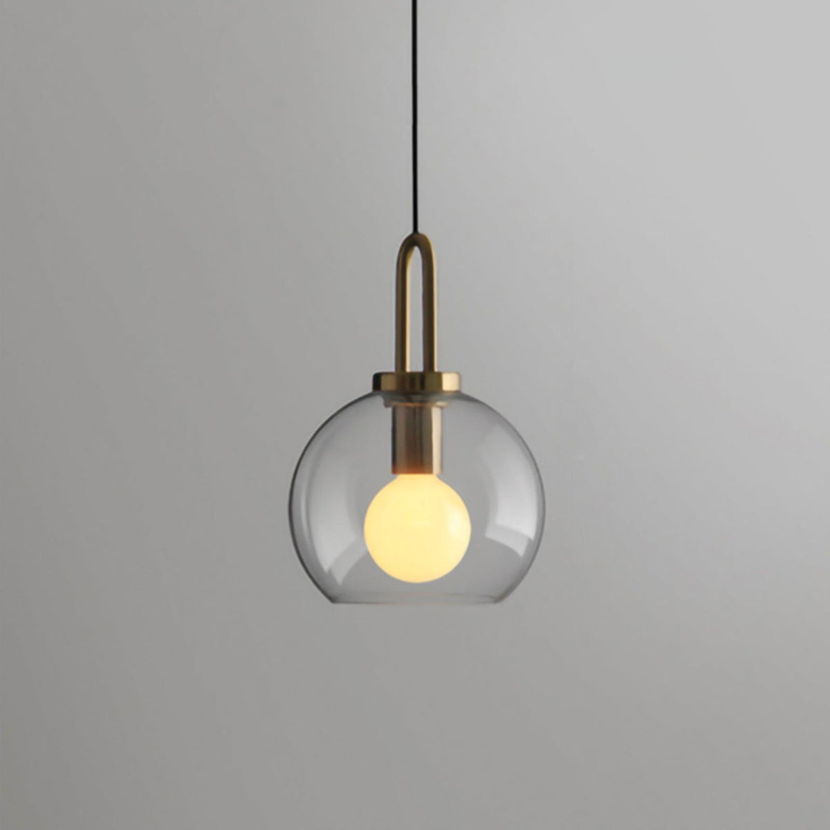 Glass Pendant Light Adjustable Height Textured Metal Finish