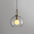 Glass Pendant Light Adjustable Height Textured Metal Finish