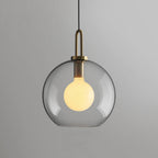 Glass Pendant Light Adjustable Height Textured Metal Finish