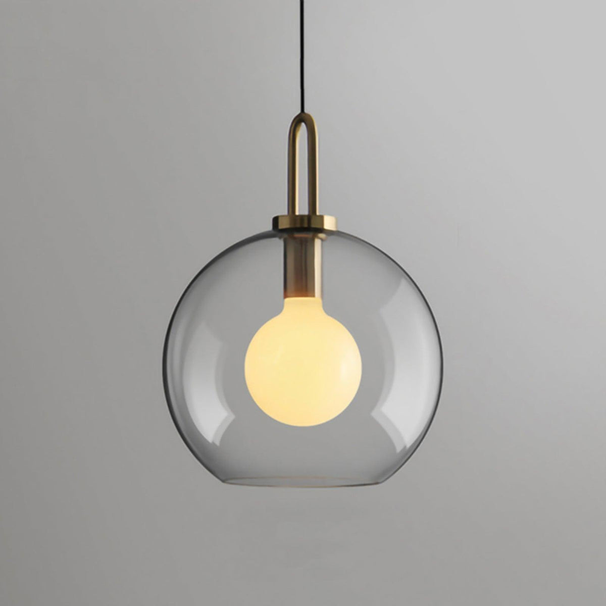 Glass Pendant Light Adjustable Height Textured Metal Finish