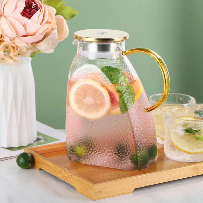 Glass Pitcher Borosilicate 1.8L Stainless Steel Strainer