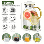 Glass Pitcher Borosilicate 1.8L Stainless Steel Strainer
