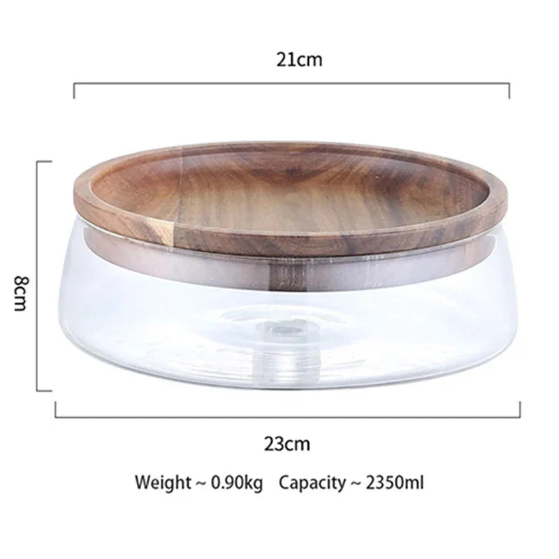 Glass Storage Jar Borosilicate Airtight Acacia Lid