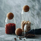 Glass Storage Jar Set Clear Glass Airtight Cork Lids