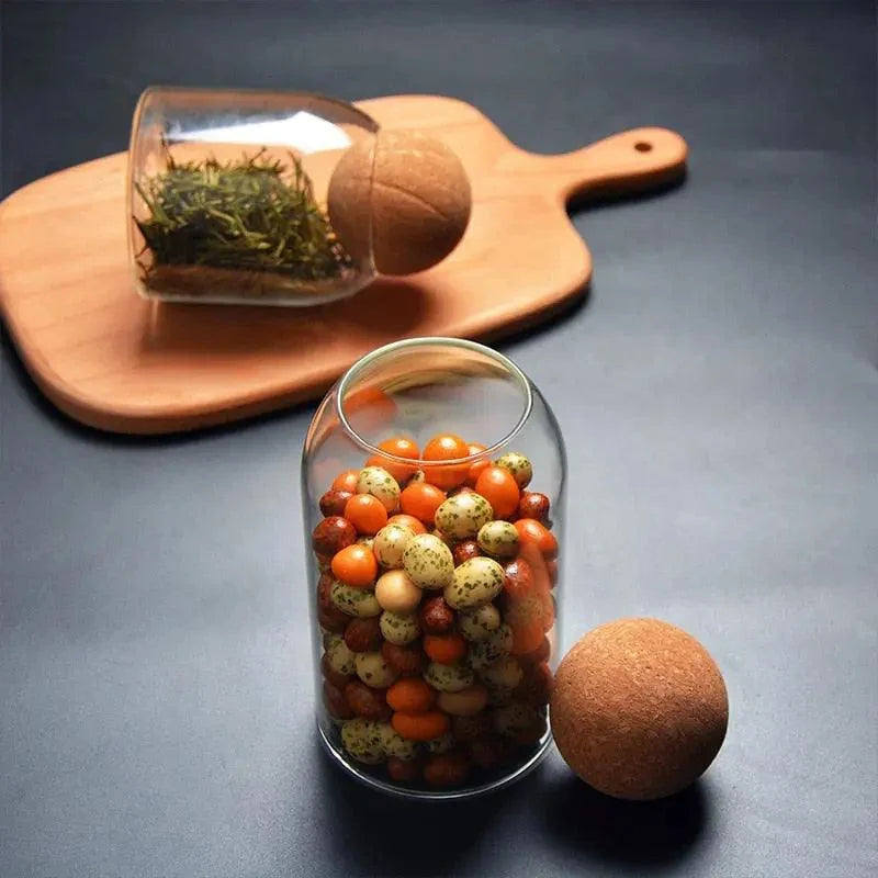 Glass Storage Jar Set Clear Glass Airtight Cork Lids