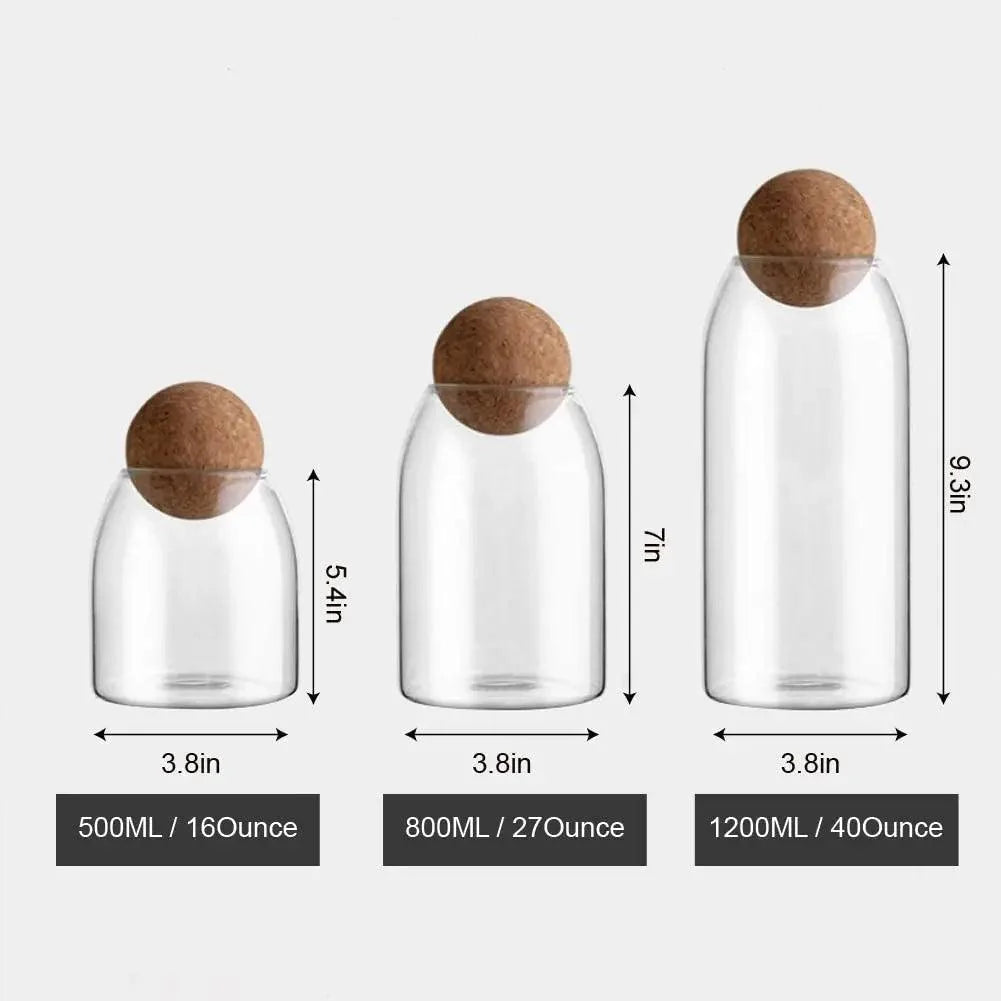 Glass Storage Jar Set Clear Glass Airtight Cork Lids