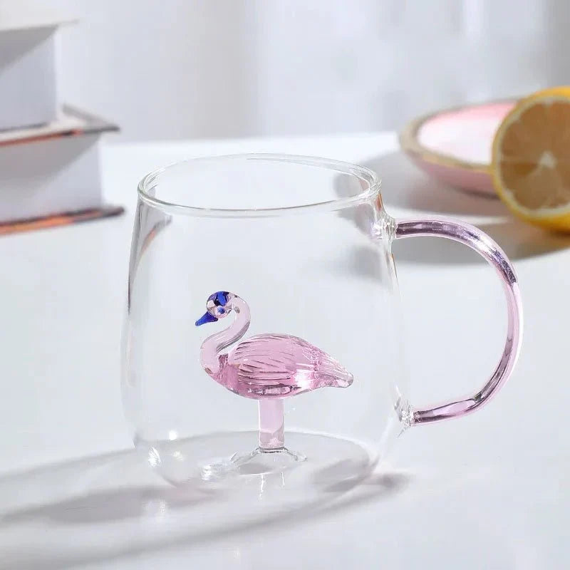 Glass Tea Mug Borosilicate Heat-Resistant 3D Animal