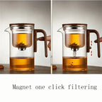 Glass Teapot Borosilicate Stainless Steel Infuser & Wooden Handle