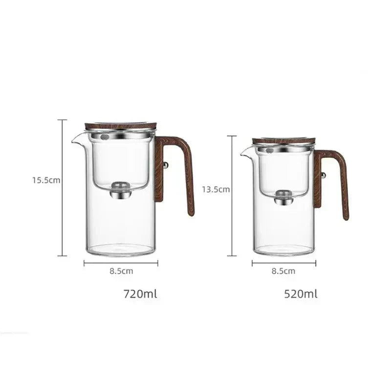 Glass Teapot Borosilicate Stainless Steel Infuser & Wooden Handle