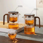 Glass Teapot Borosilicate Stainless Steel Infuser & Wooden Handle