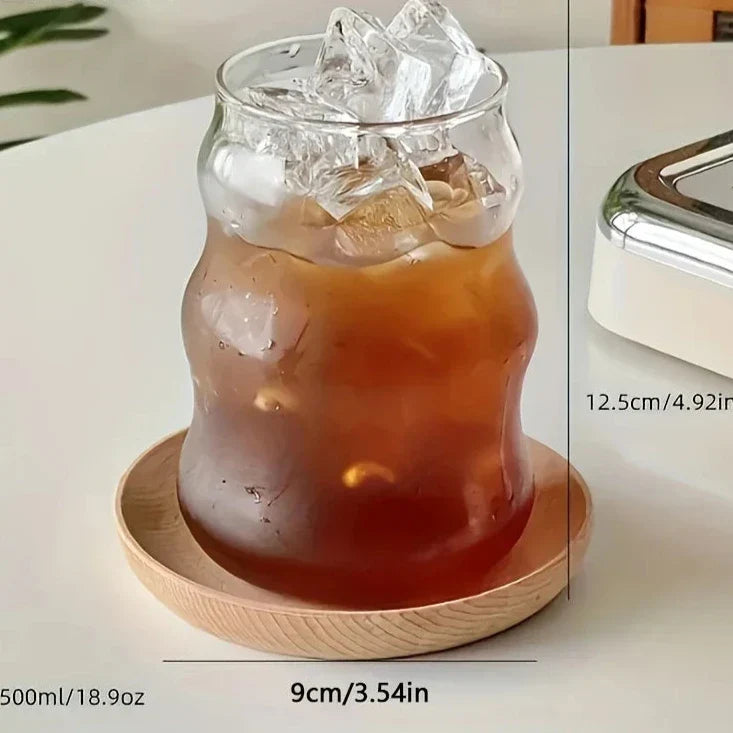 Glass Tumbler Set Borosilicate Ribbed Non-Slip Set of 4