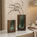 Glass Vase Handcrafted Live Edge Wood Rim