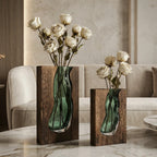 Glass Vase Handcrafted Live Edge Wood Rim