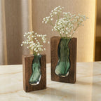 Glass Vase Handcrafted Live Edge Wood Rim