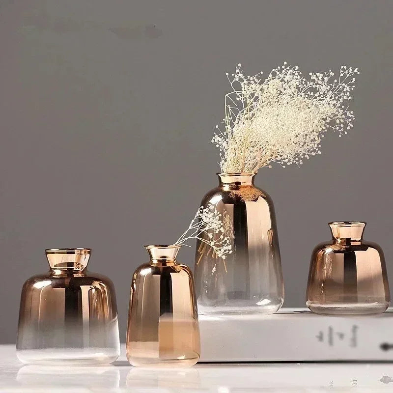 Glass Vase Rose Gold Gradient Compact