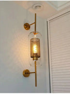 Glass Wall Lamp Cylinder Or Ball Gold Or Chrome